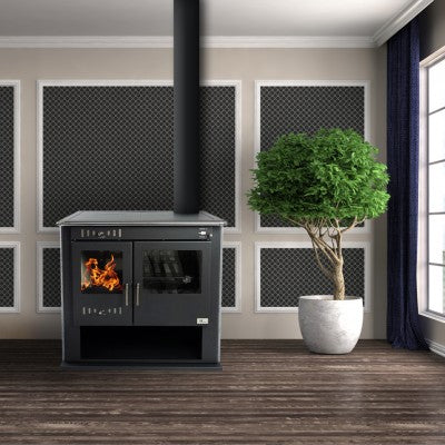 Cuisinière à bois en Pierre Ollaire : LA CLUSAZ Lux avec tiroir