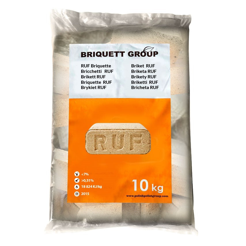 Briquettes de Bois RUF — Pack de 10 kg (12 briques)