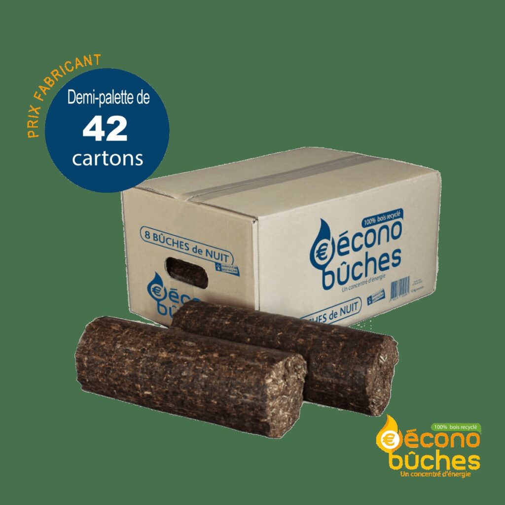 Bûches Compressées de Nuit (Demi-Palette 48 packs - 480 kg)