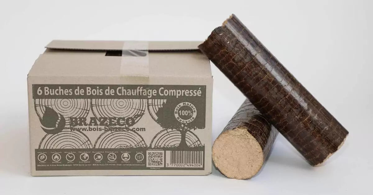 Bûches de bois densifié Premium Brazeco - 100 cartons