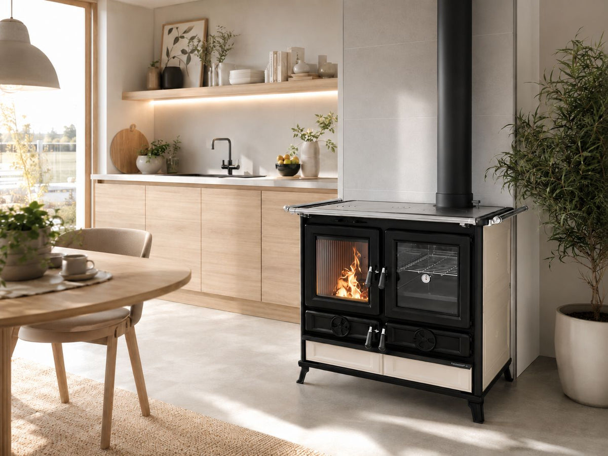 Cuisinière à bois céramique THERMOROSSI Viola Evo 12,1 kW – bûches 45 cm