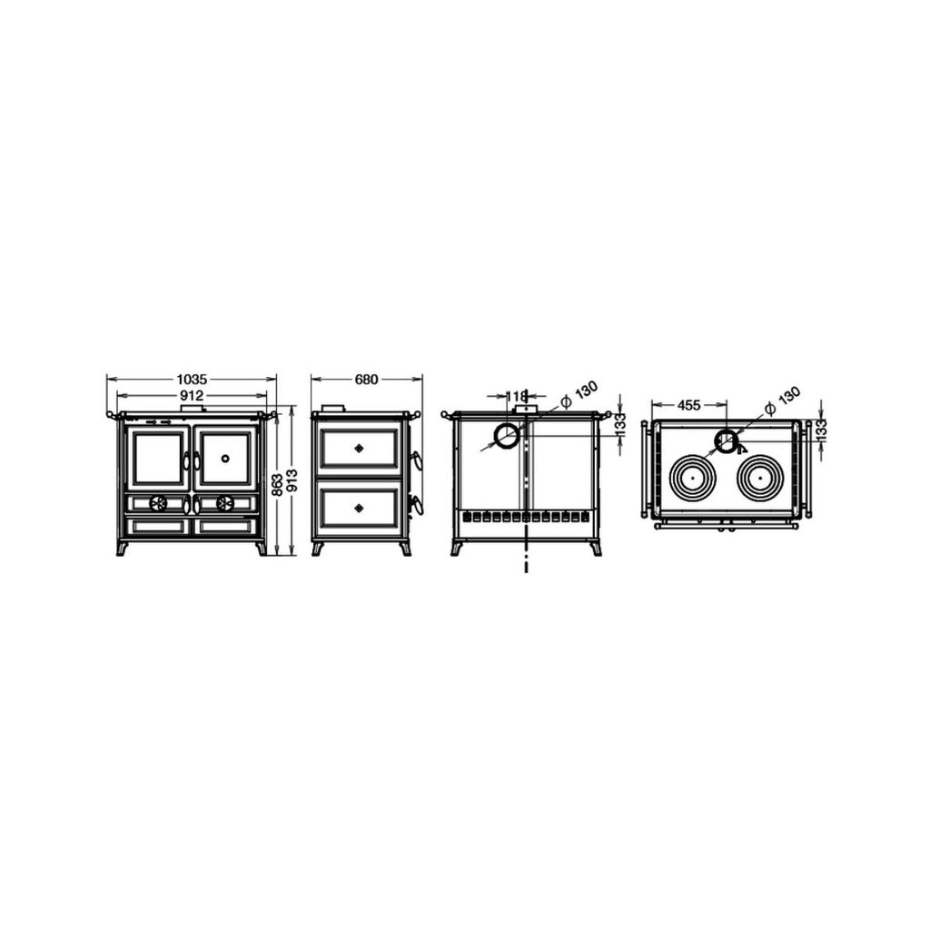 Cuisinière à bois céramique THERMOROSSI Viola Evo 12,1 kW – bûches 45 cm – Image 5
