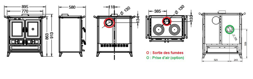 Cuisinière à bois en fonte THERMOROSSI Klaretta Evo 8,2 kW – cuisson et chauffage – Image 14