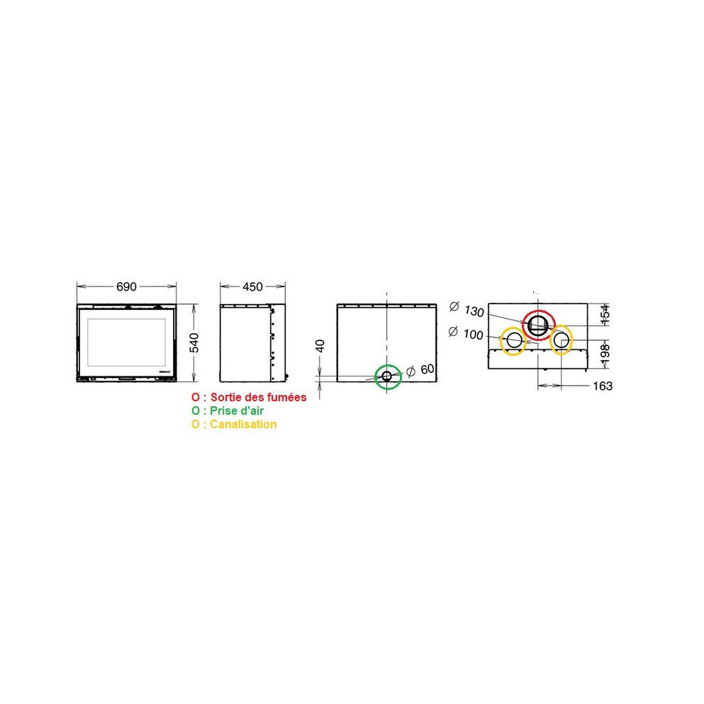 Insert à bois THERMOROSSI Skyline 540 – 7,9 kW pour cheminée, bûches 50 cm – Image 8