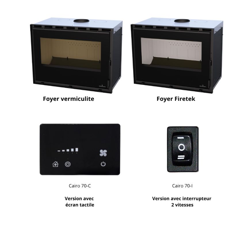 Insert à bois ventilé BRONPI Cairo 70 12 kW – raccordable air extérieur, bûches 60 cm – Image 4