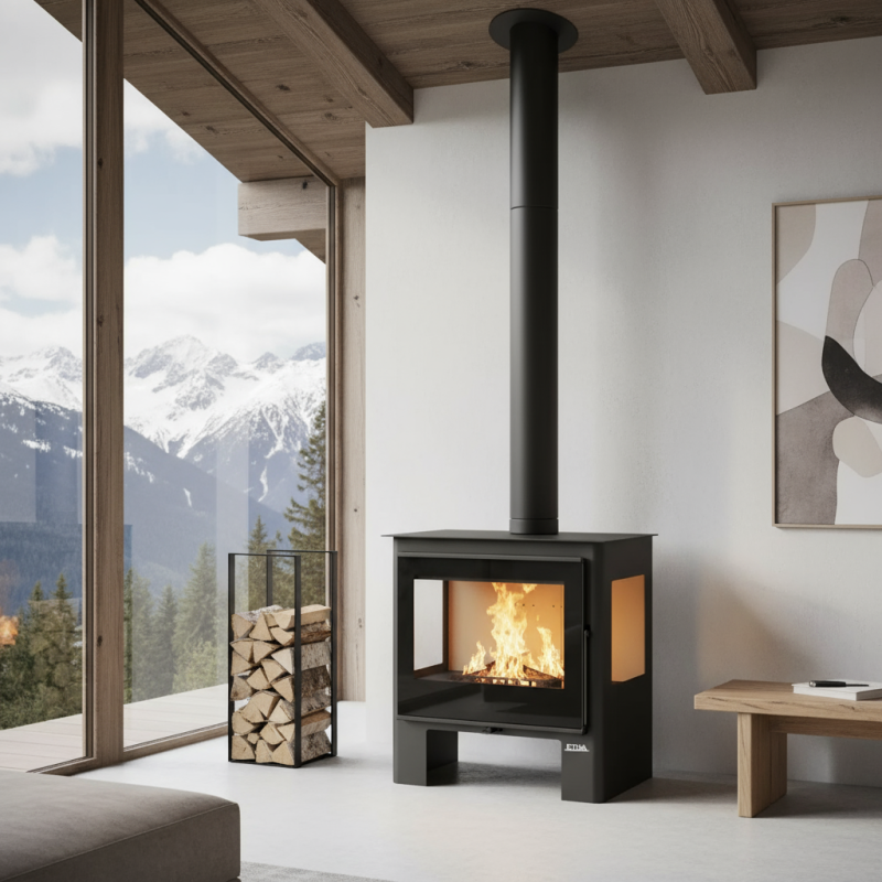 Poêle à bois 3 vitres Shiva - 10 Kw