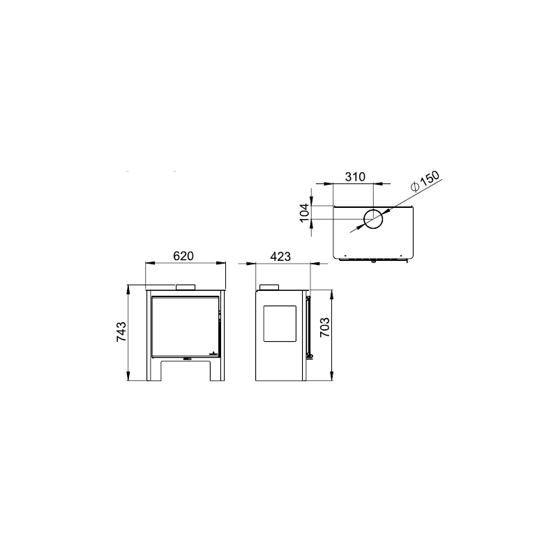 Poêle à bois 3 vitres Shiva - 10 Kw