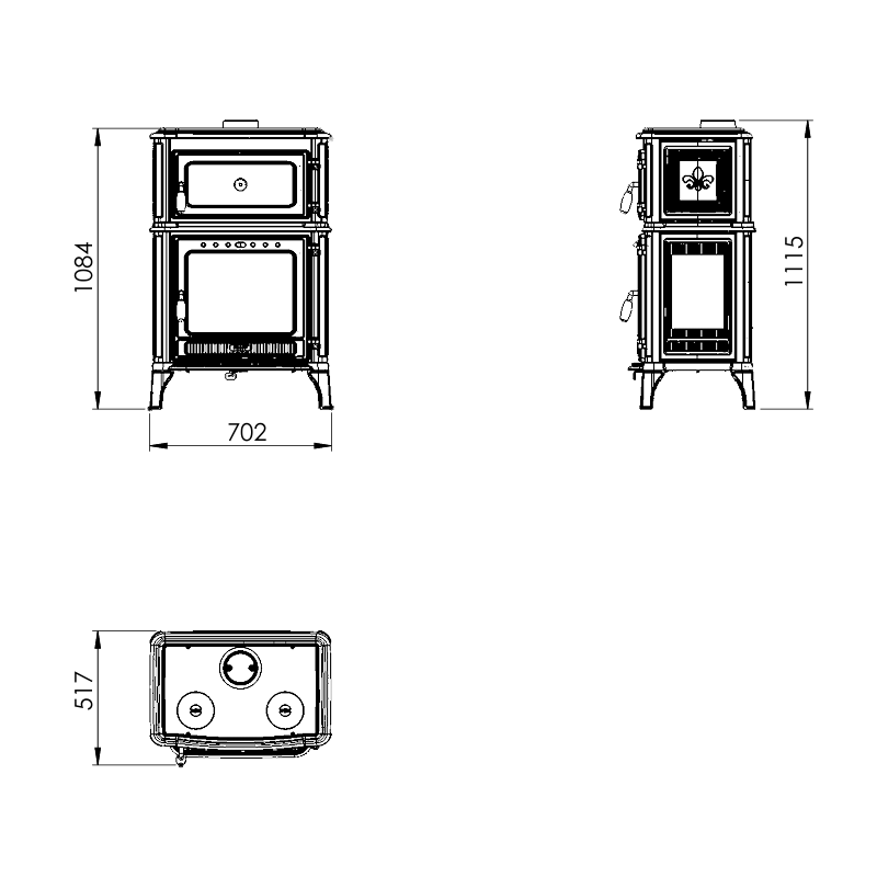 Poêle à bois avec four Granite Pop - 11 Kw