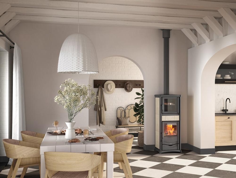 Poêle à bois avec four LA NORDICA Rossella Plus Forno.165 Ceramica 9,4 kW – Image 4