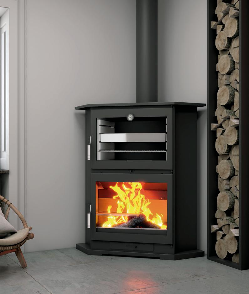 Poêle à bois d'angle avec four FIREMATIC Tucson 10,9 kW – four inox 4 étages – Image 3