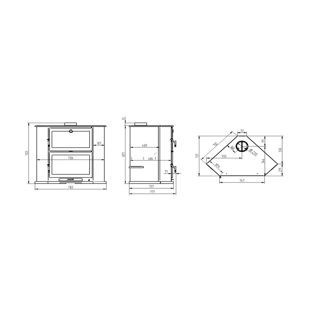 Poêle à bois d'angle avec four FIREMATIC Tucson 10,9 kW – four inox 4 étages – Image 4