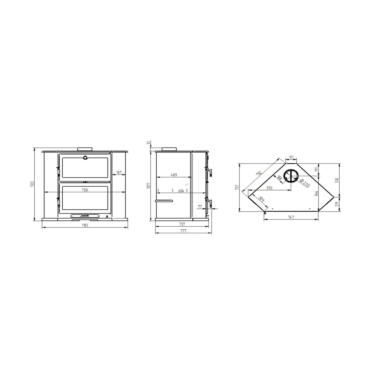 Poêle à bois d'angle avec four FIREMATIC Tucson 10,9 kW – four inox 4 étages – Image 4