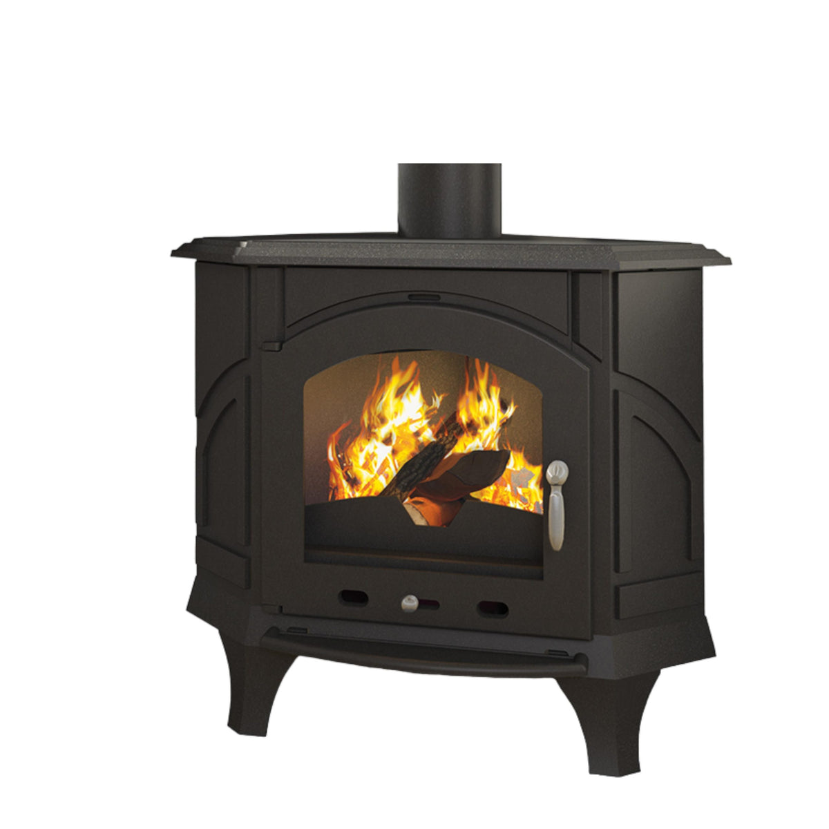 Poêle à bois d'angle en fonte BRONPI Altea 12 kW – Flamme Verte 7*, bûches 40 cm – Image 2