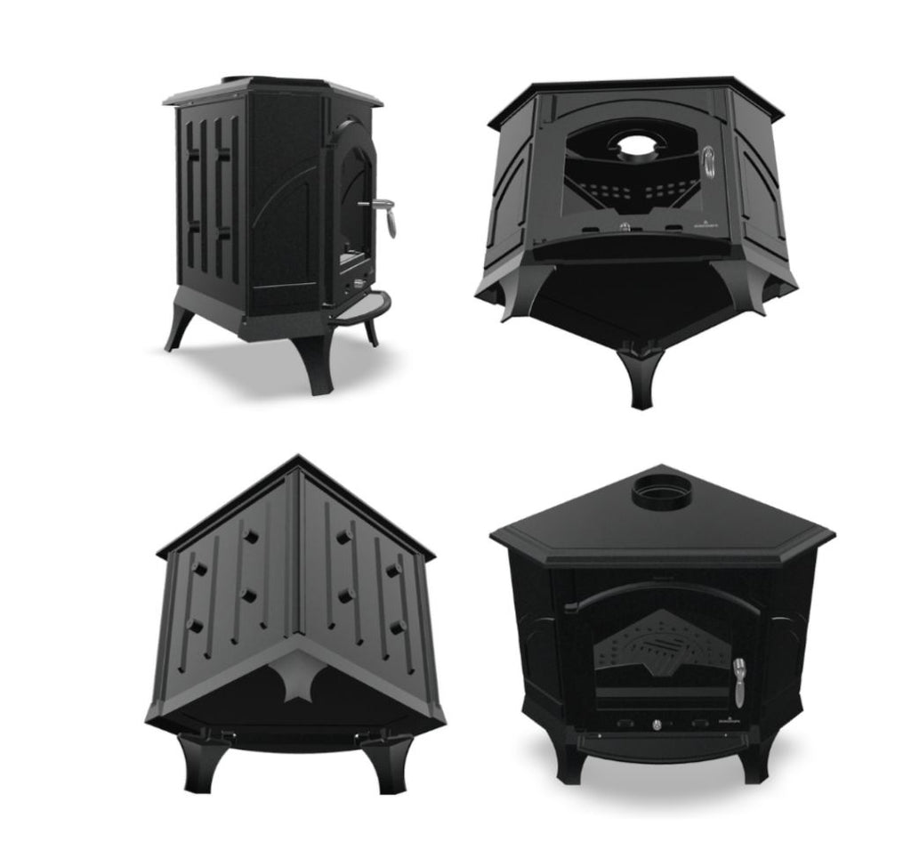 Poêle à bois d'angle en fonte BRONPI Altea 12 kW – Flamme Verte 7*, bûches 40 cm – Image 3