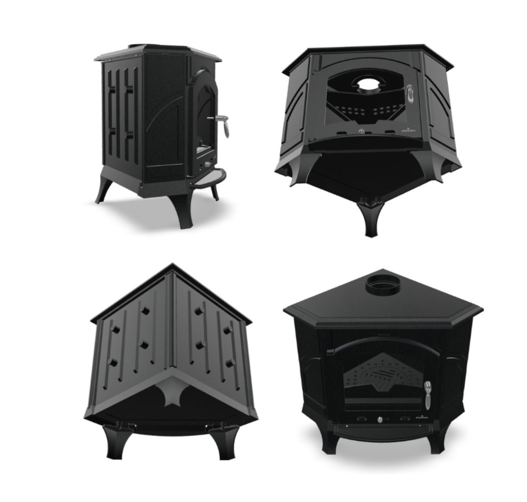 Poêle à bois d'angle en fonte BRONPI Altea 12 kW – Flamme Verte 7*, bûches 40 cm – Image 3