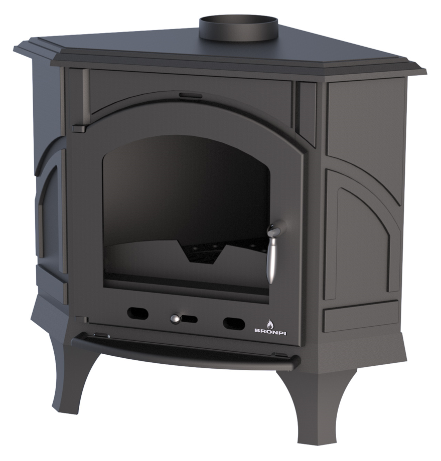 Poêle à bois d'angle en fonte BRONPI Altea 12 kW – Flamme Verte 7*, bûches 40 cm – Image 4