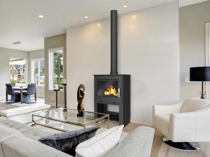 Poêle à bois étanche en fonte SUPRA Adam Bûcher 7,3 kW – range-bûches, Flamme Verte 7* – Image 4