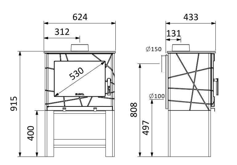 Poêle à bois étanche en fonte SUPRA Adam Bûcher 7,3 kW – range-bûches, Flamme Verte 7* – Image 5