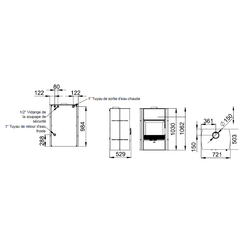 Poêle à bois hydro HydroNova Plus - 12,7 Kw