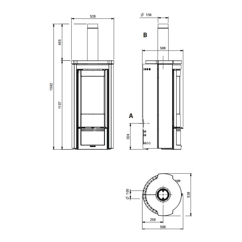 Poêle à bois Liù.16 Petra - 7,5 Kw