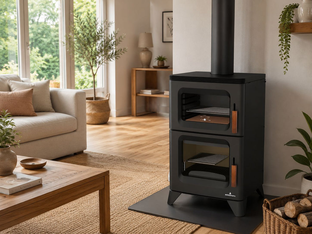 Poêle à bois avec four BRONPI Hilton-H 14 kW – chauffage et cuisson, EcoDesign 2022