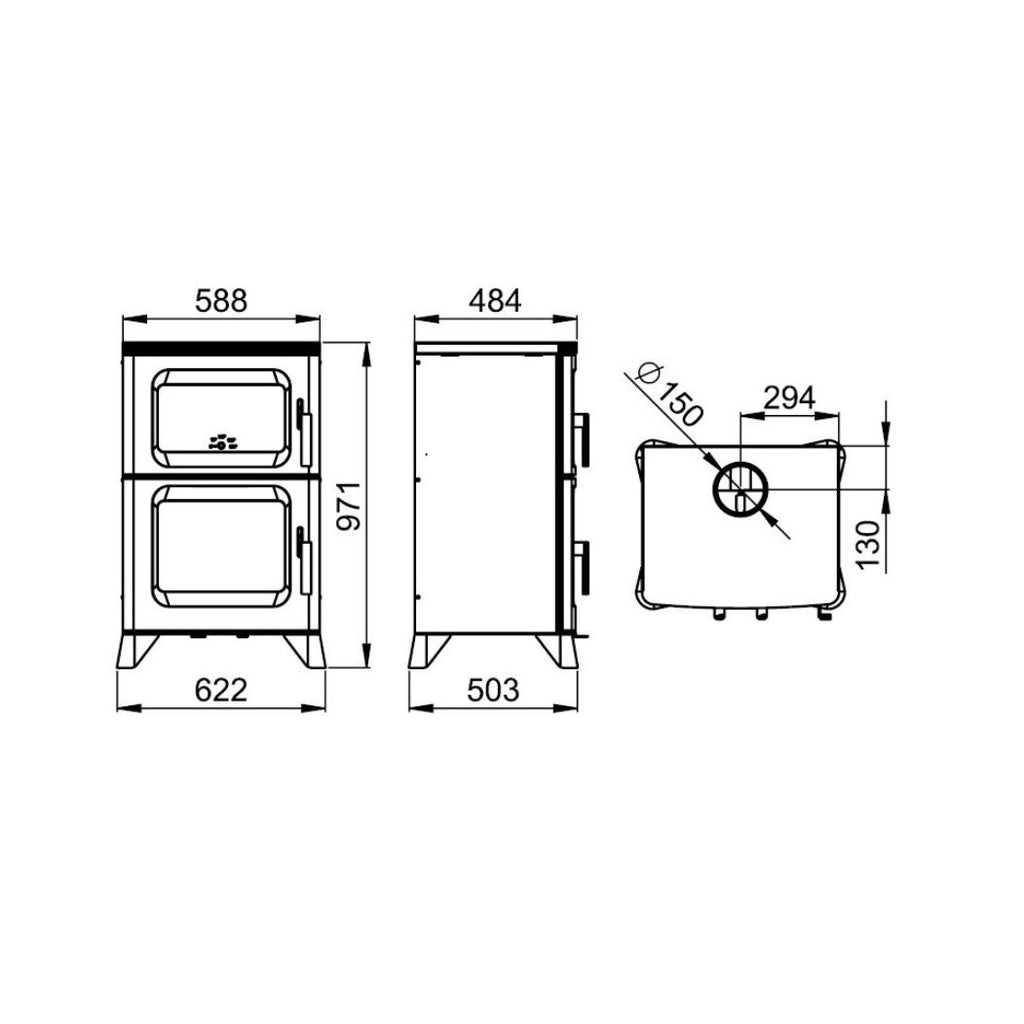 Poêle à bois avec four BRONPI Hilton-H 14 kW – chauffage et cuisson, EcoDesign 2022 – Image 10