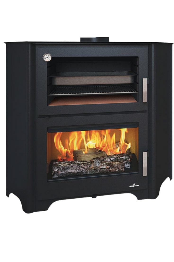 Poêle à bois avec four BRONPI Murano R 14 kW – chauffage et cuisson, bûches 62 cm – Image 2