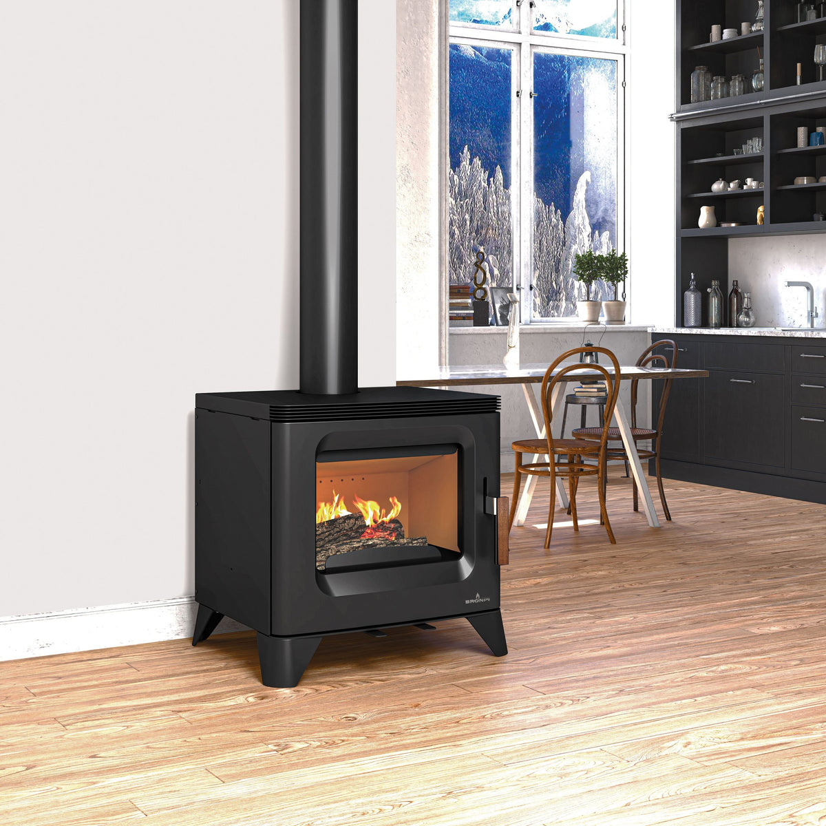 Poêle à bois BRONPI Orly 6 kW raccordable – compact, bûches 55 cm