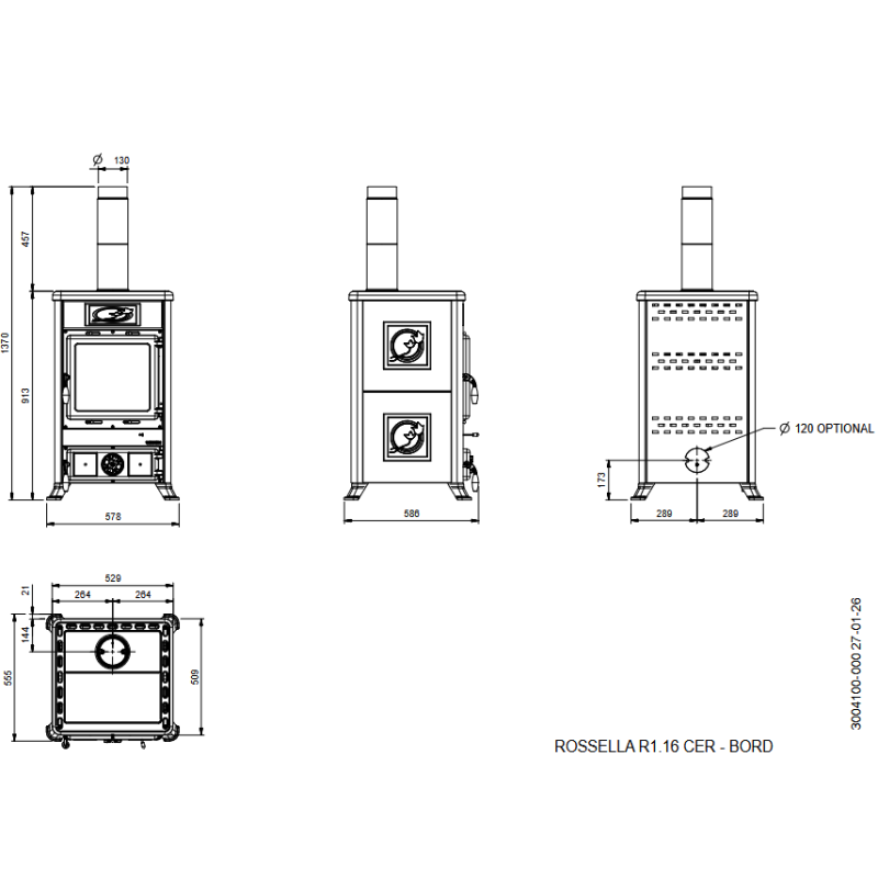 Poêle à bois Rossella R1 Ceramica - 9 Kw