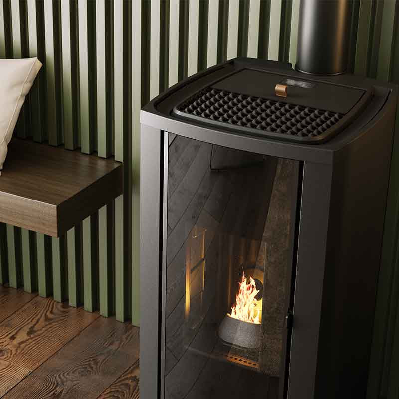Poêle à granulés étanche (sortie dessus concentrique) Cristallo Silenzio Up - 9,2 Kw