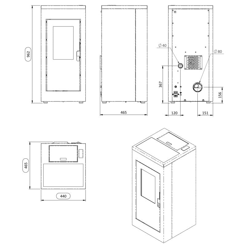 Poêle à granulés étanche Vulcano Silenzio - 9,2 Kw