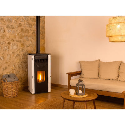 Poêle à granulés sans électricité FIORELLA Blanc 8,8 kW AVEC VENTILATION