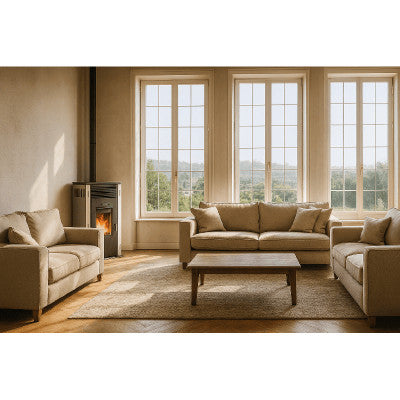 Poêle à granulés sans électricité FIORELLA Blanc 8,8 kW SANS VENTILATION